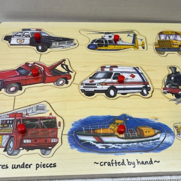 Easy Grip Peg Transportation Wooden Learning Puzzle Ages 2+ Toy NEW - Picture 6 of 10